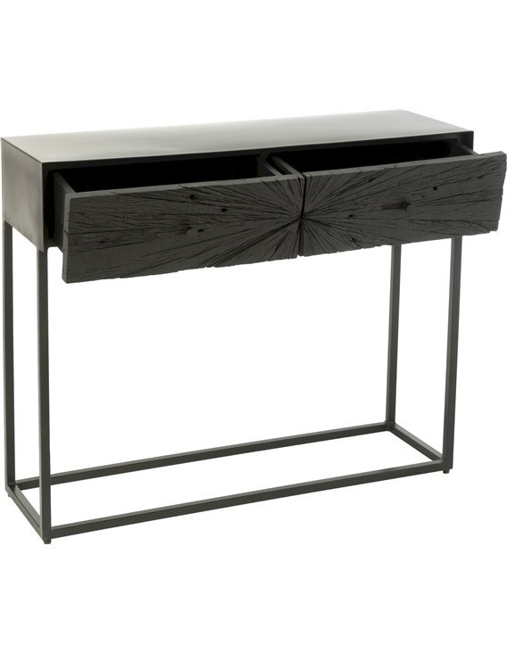 Console bois noir élégante avec structure en fer moderne