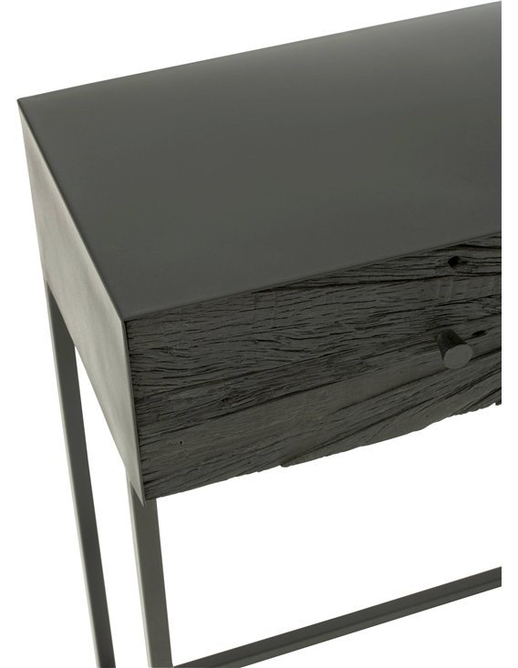 Console bois noir élégante avec structure en fer moderne
