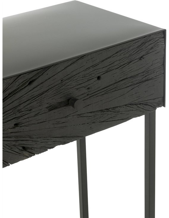 Console bois noir élégante avec structure en fer moderne