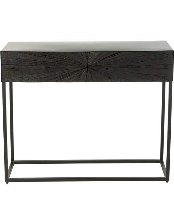 Console bois noir élégante avec structure en fer moderne
