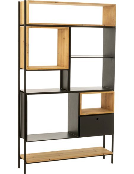Étagère design bois et métal noir style industriel contemporain