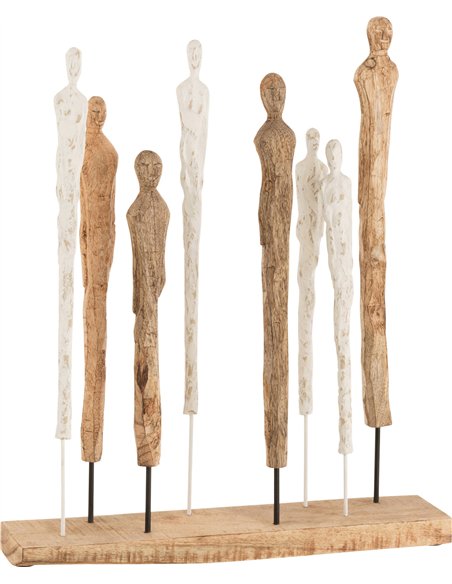 Figurine élégante en bois et aluminium blanc naturel décoration