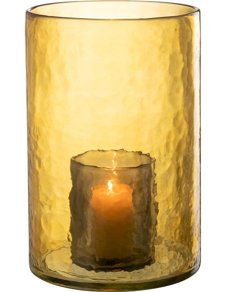 Photophore double verre jaune ambiance chaleureuse