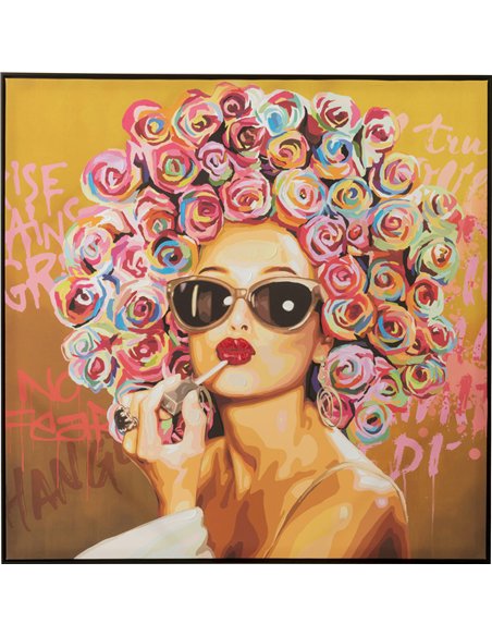 Toile murale femme graffiti pop art rouge à lèvres tendance