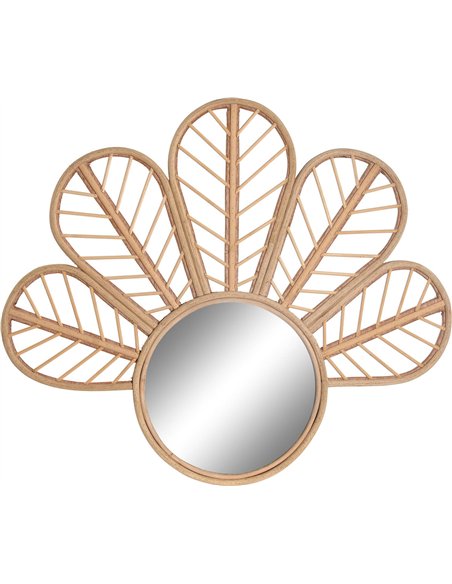 Miroir floral en rotin brun pour une déco chic