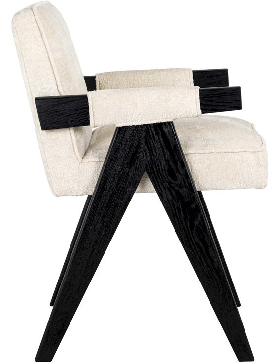 Chaise élégante en chenille blanche Cooper