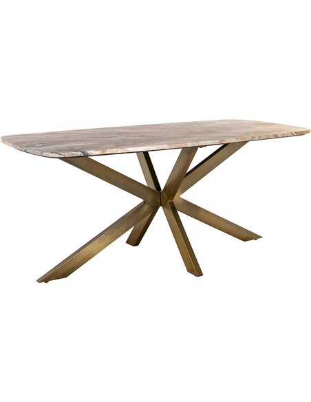 table à manger ovale marbre design pied doré élégant
