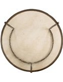 Plateau de la grande table vu de dessus, aspect verre texturé et marques de coulée
