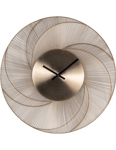 horloge murale dorée design effet soleil pour salon élégant