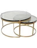 Duo de tables gigognes vu de côté, la petite table engagée sous la grande