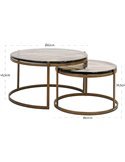 Schéma coté des deux tables : diamètres 82 cm et 62 cm, hauteurs 45,5 cm et 39,5 cm