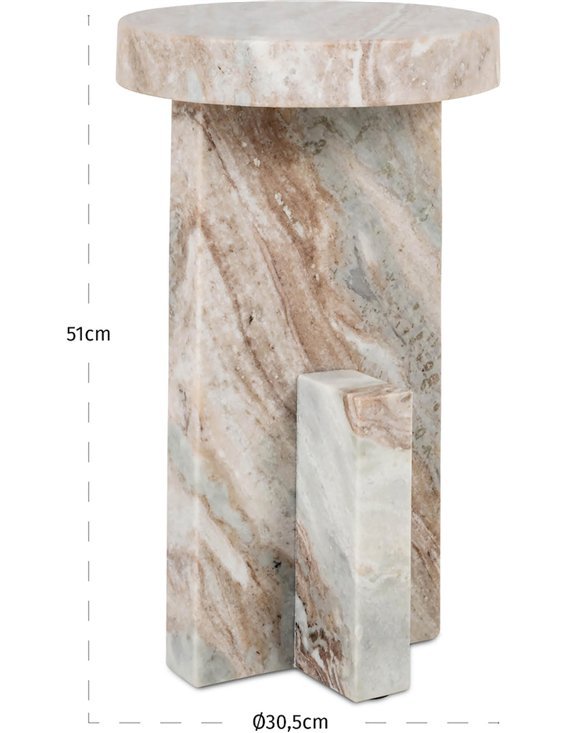 Table dappoint en marbre brun élégance compacte et design