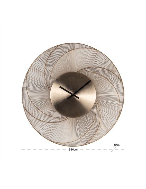 Horloge murale dorée design rond à effet soleil décoratif