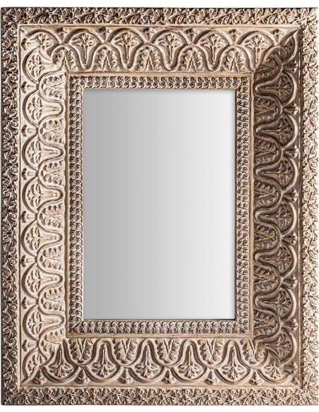 miroir mural style oriental finition vieillie en résine beige