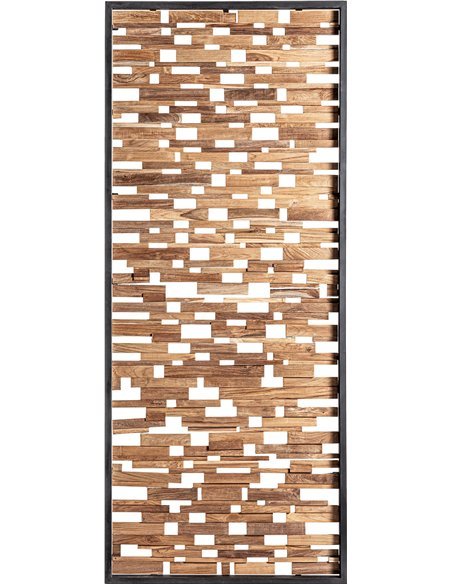 Panneau mural en bois de teck noir vieilli style colonial élégant