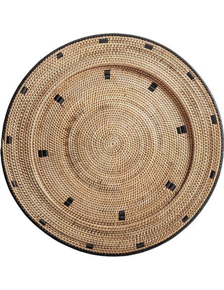 plat décoratif en rotin style boho élégant marron