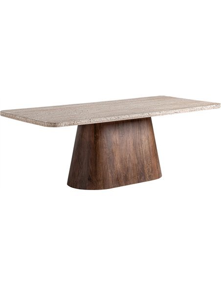 table élégante travertin pour salle à manger contemporaine
