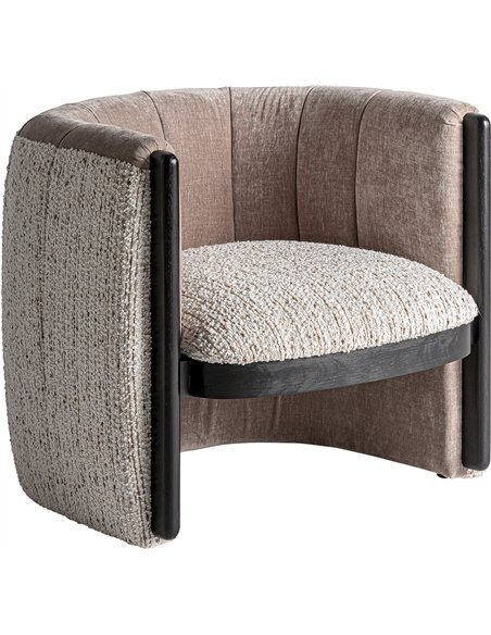 Fauteuil art déco en bois de pin finition taupe élégance intemporelle