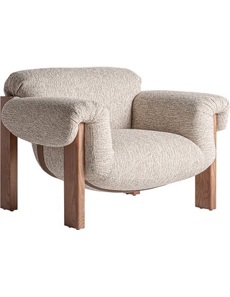 Fauteuil contemporain en bois d’hévéa marron style bohème