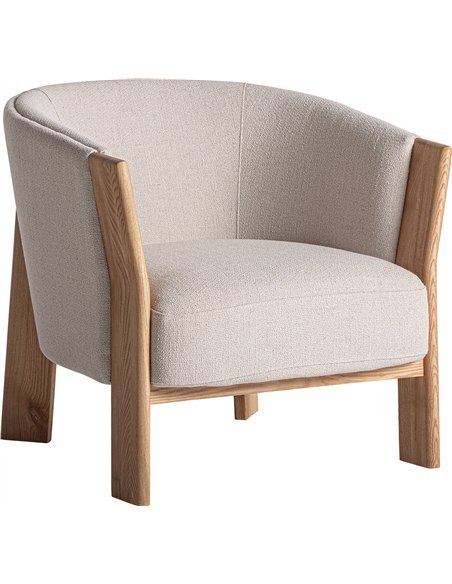 Fauteuil contemporain marron en chêne et polyester finition marbrée