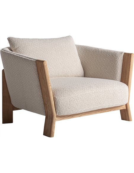 Fauteuil contemporain marron en polyester et chêne design élégant