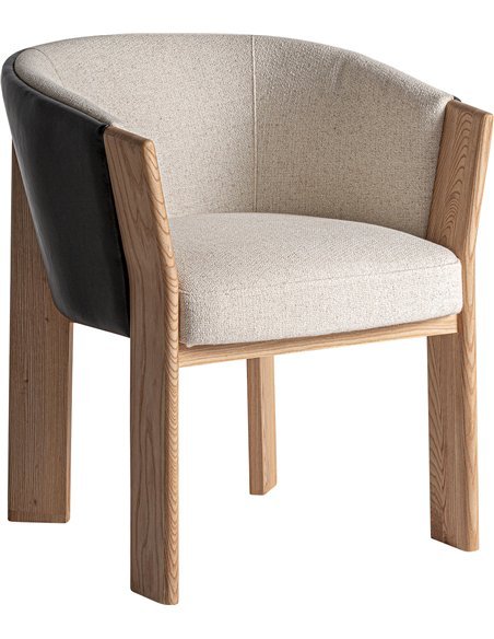 chaise contemporaine bois de manguier et cuir noir