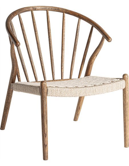 fauteuil boho en bois de chêne et rotin marron Vical