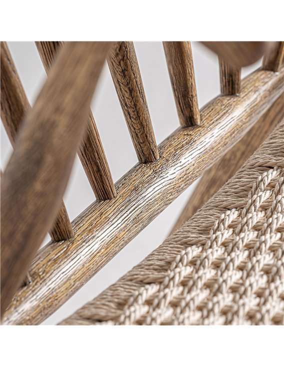 fauteuil design marron style boho en chêne et rotin Vical