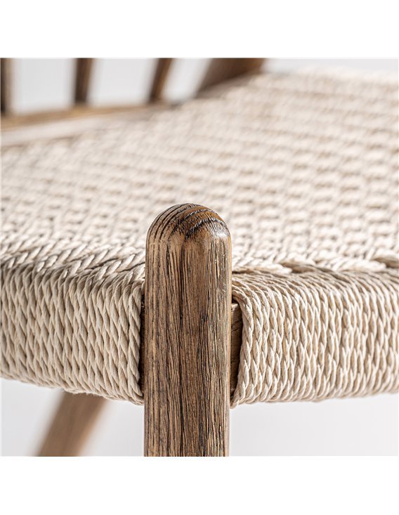 fauteuil déco boho en chêne et rotin pour salon Vical