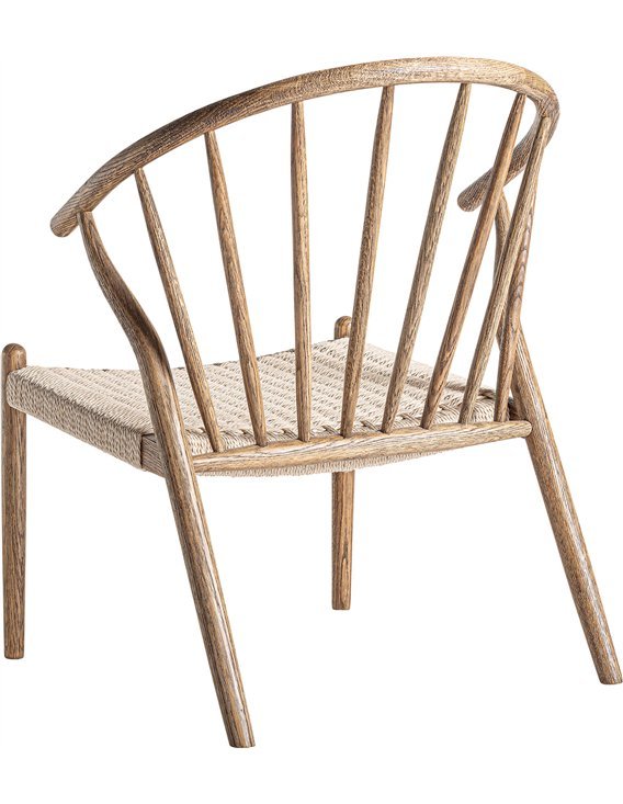 Fauteuil boho en chêne et rotin marron finition mate