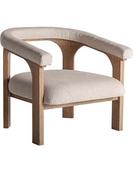 Fauteuil contemporain en bois de mangue marron finition mate