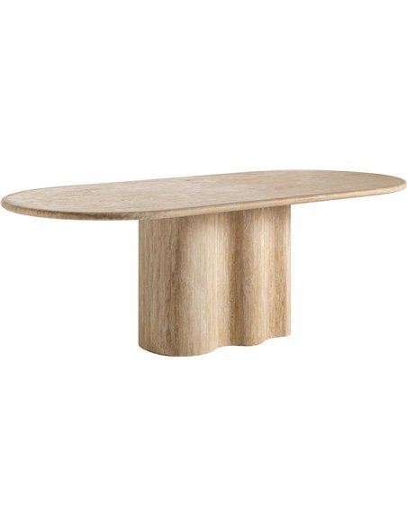 table en travertin design art déco pour salle à manger élégante