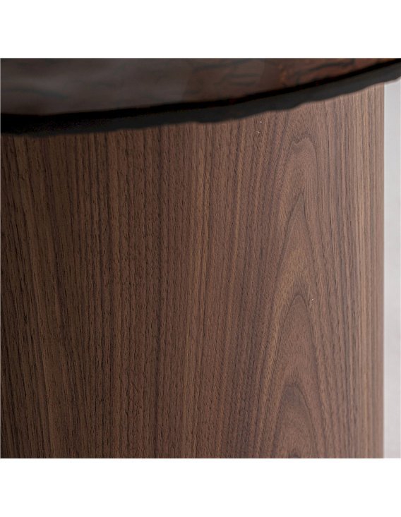 table basse salon chic bois contreplaqué pierre blanche