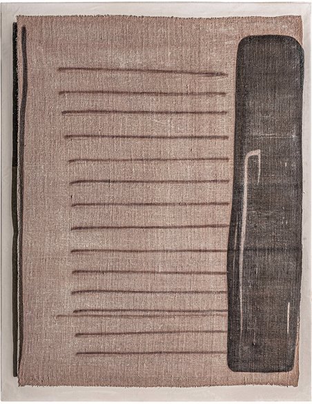 œuvre contemporaine en bois de teck et rotin beige Vical Home