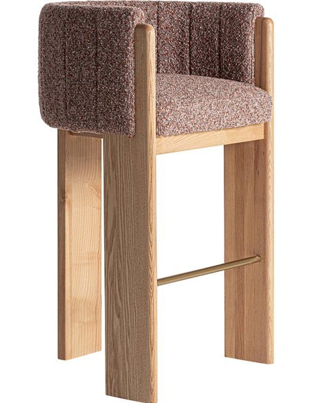Tabouret contemporain marron en polyester et bois de pin élégant