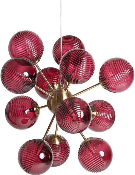 lustre décoratif cristal bordeaux ambiance salon sophistiquée