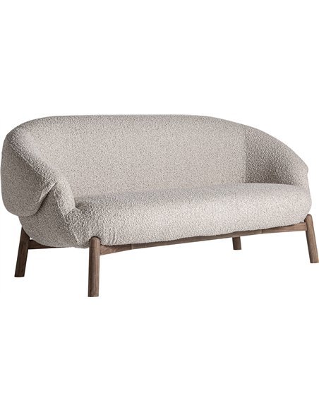 Sofa élégant en bois d’orme tapissé beige style contemporain
