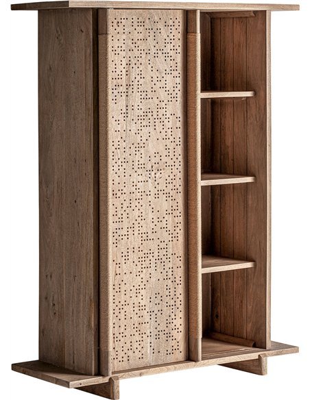 Armoire jacquard en bois de manguier finition vieilli brun clair
