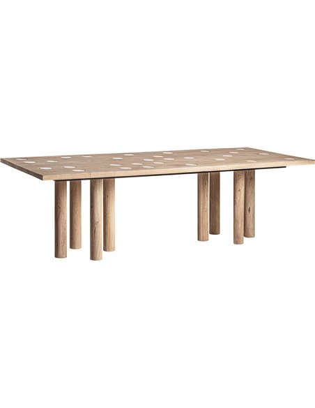 table salon jacquard style moderne bois clair