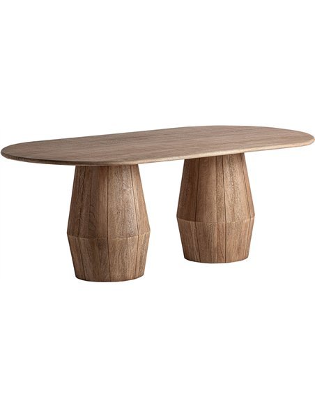 table rectangulaire bois manguier marbre salon moderne