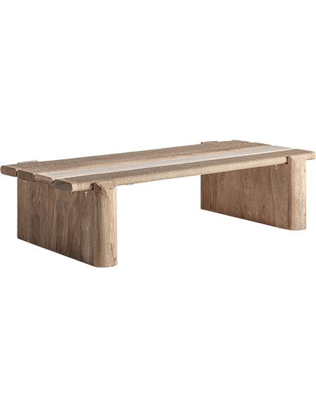 table basse contemporaine bois de manguier et marbre marron