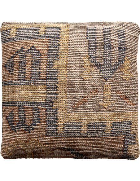 Coussin ethnique marron en coton élégant pour salon cosy