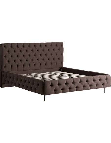 Lit industriel tissu marron chambre moderne élégante