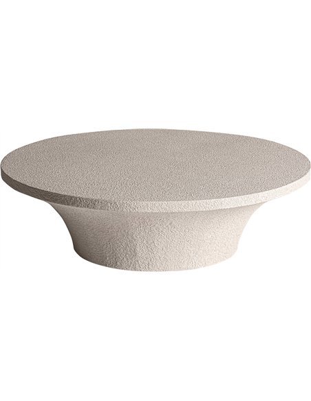 table basse ronde travertin beige tendance moderne