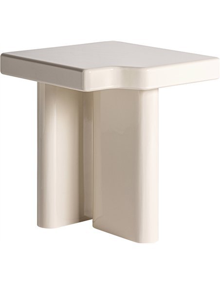 table basse art déco élégante blanc cassé suhi