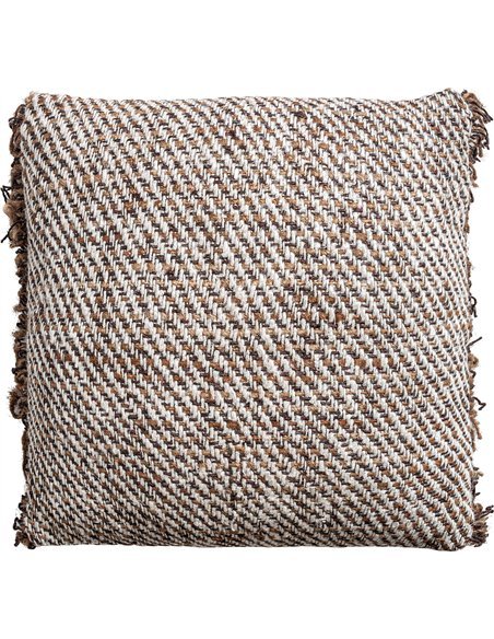 coussin boho marron coton lin effet marbré décor chic salon