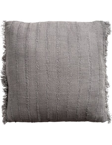 Coussin décoratif gris en lin et velours raffiné