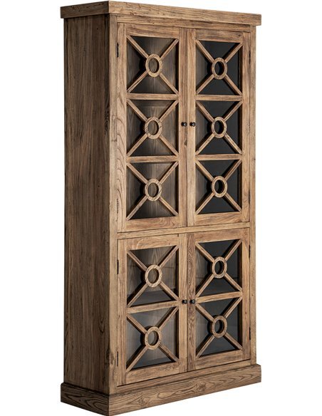 vitrine contemporaine bois d’orme marron salon élégant