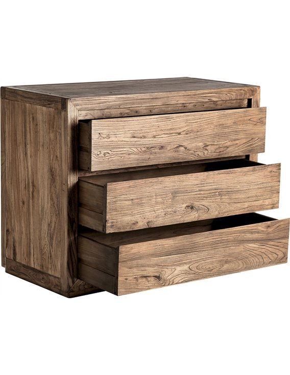 commode contemporaine en bois d’orme marron élégance raffinée