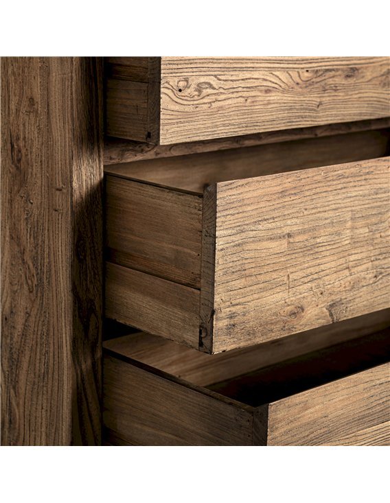 commode de salon bois d’orme marron allure sophistiquée